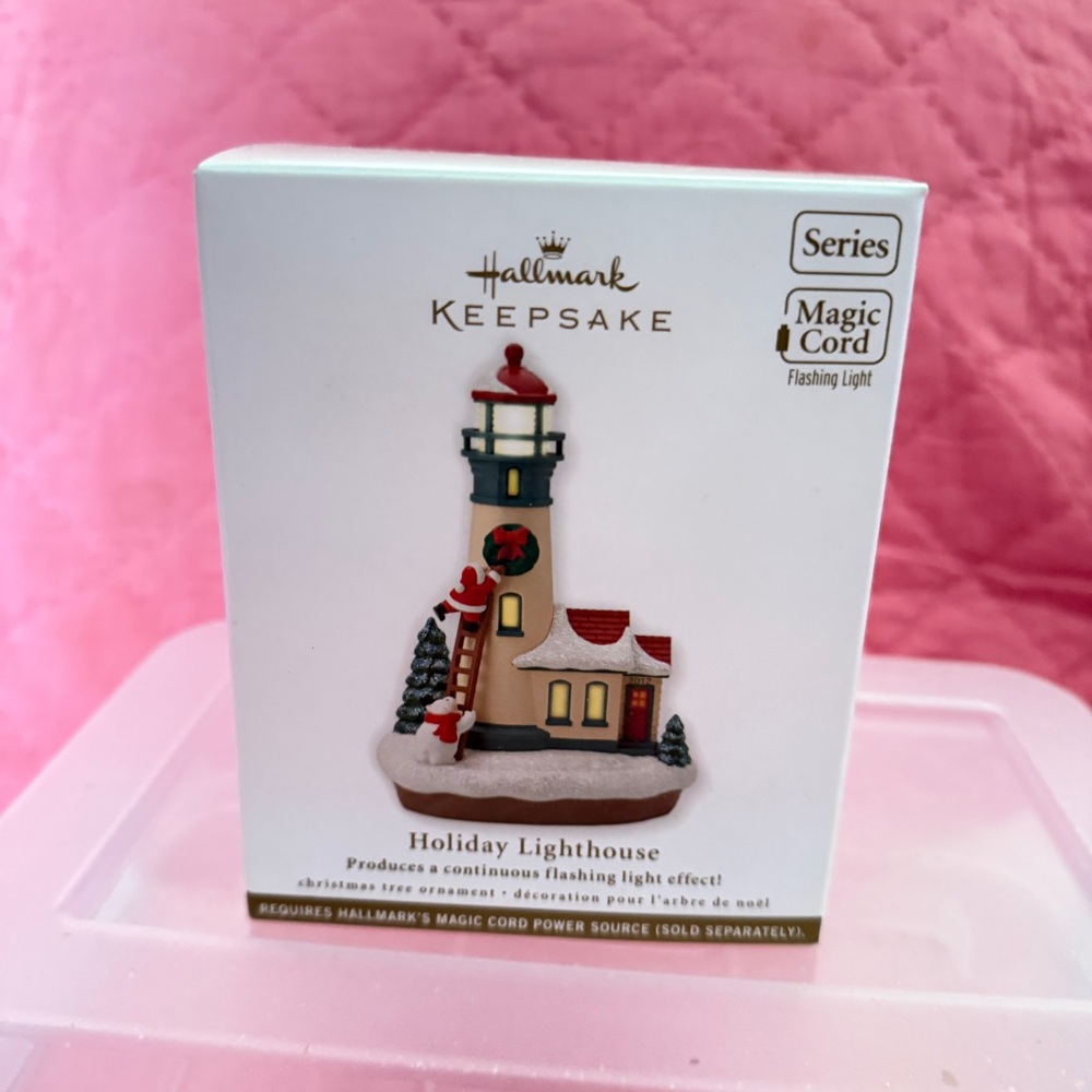 Hallmark Keepsake Holiday Lighthouse Ornament - White, Red, Green, Gold